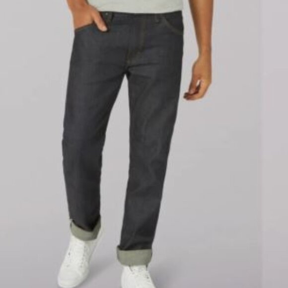 Lee W32 L32 Straight Selvedge Men's Jeans Dark Raw Denim Red Line Riders New - Picture 1 of 14